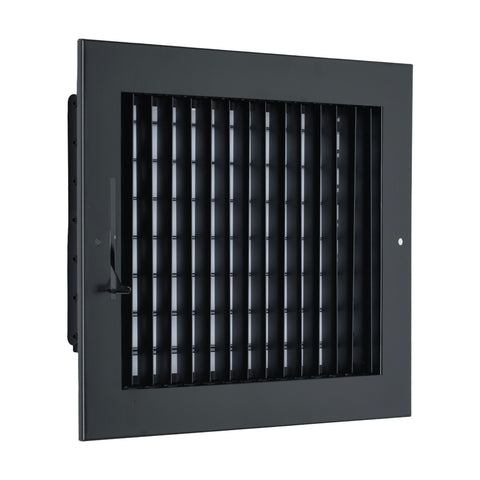 10 x 8-inch Black Steel adjustable supply register, angled view