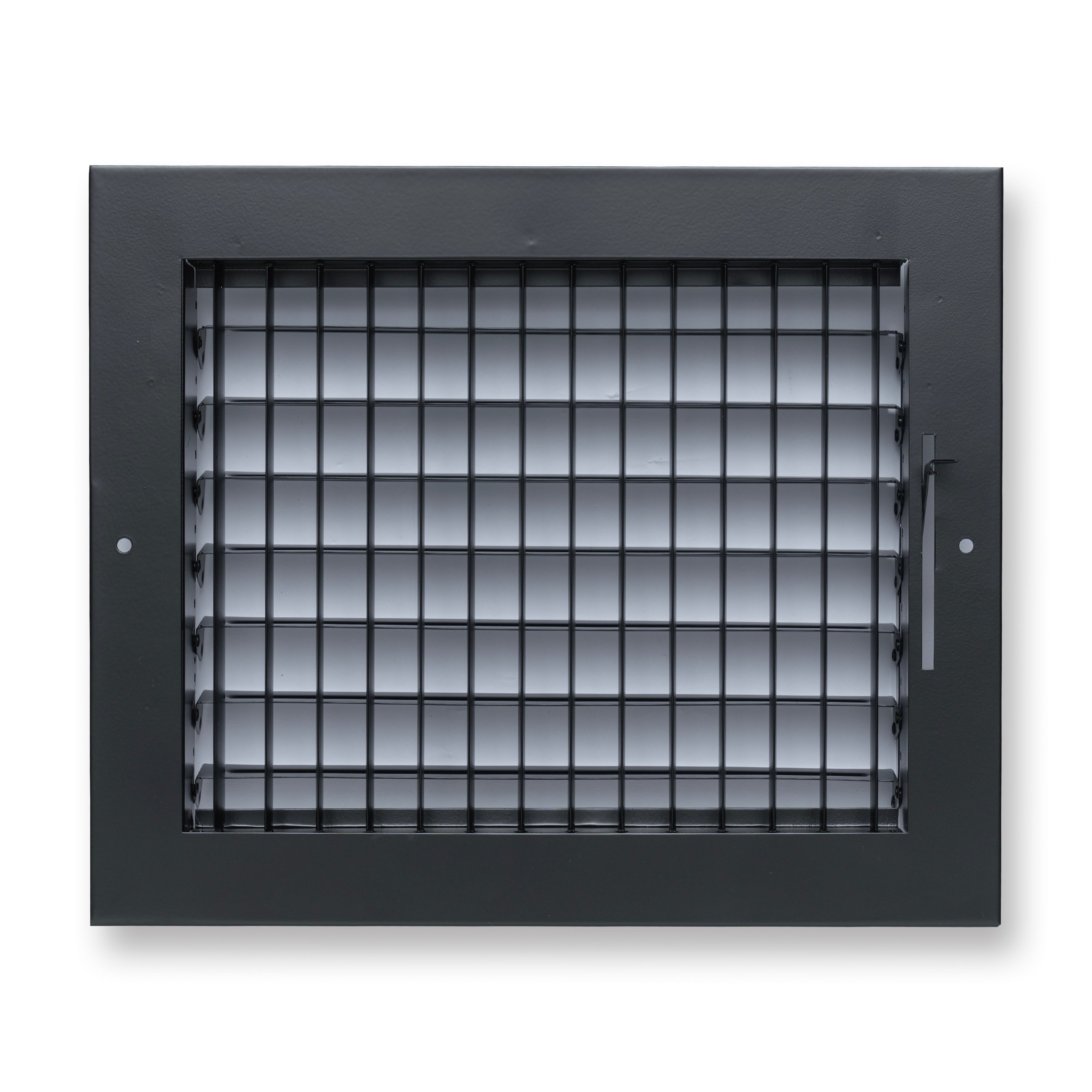 10 x 8-inch Black Steel adjustable supply register, front view 2