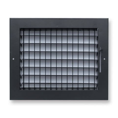 10 x 8-inch Black Steel adjustable supply register, front view 2