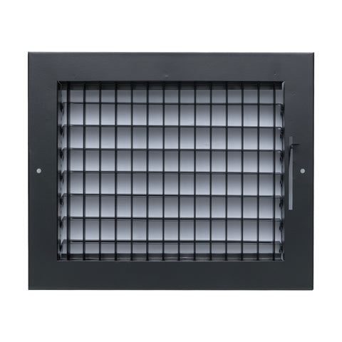 10 x 8-inch Black Steel adjustable supply register, front view