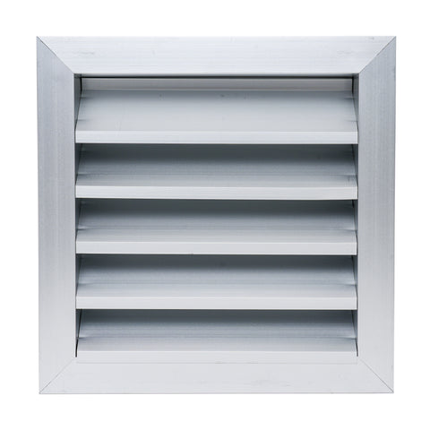 10 x 10-inch unpainted aluminum exterior gable vent, front view