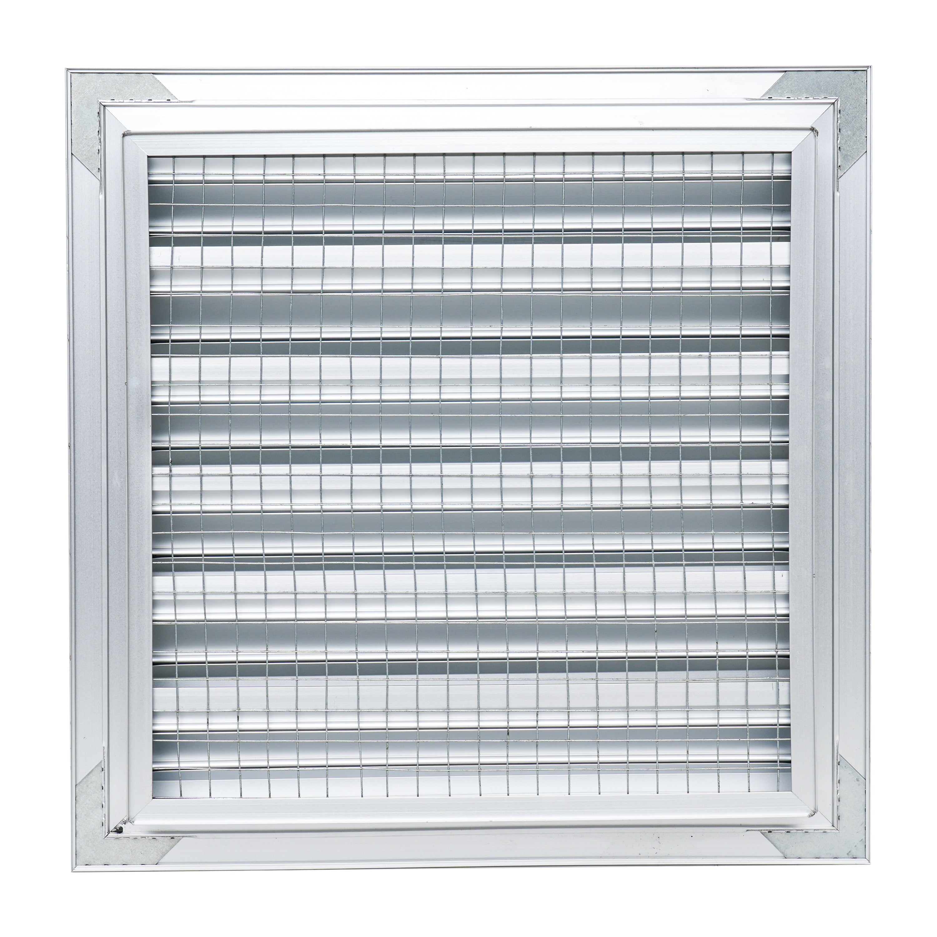 12 x 12-inch unpainted aluminum exterior gable vent, rear view