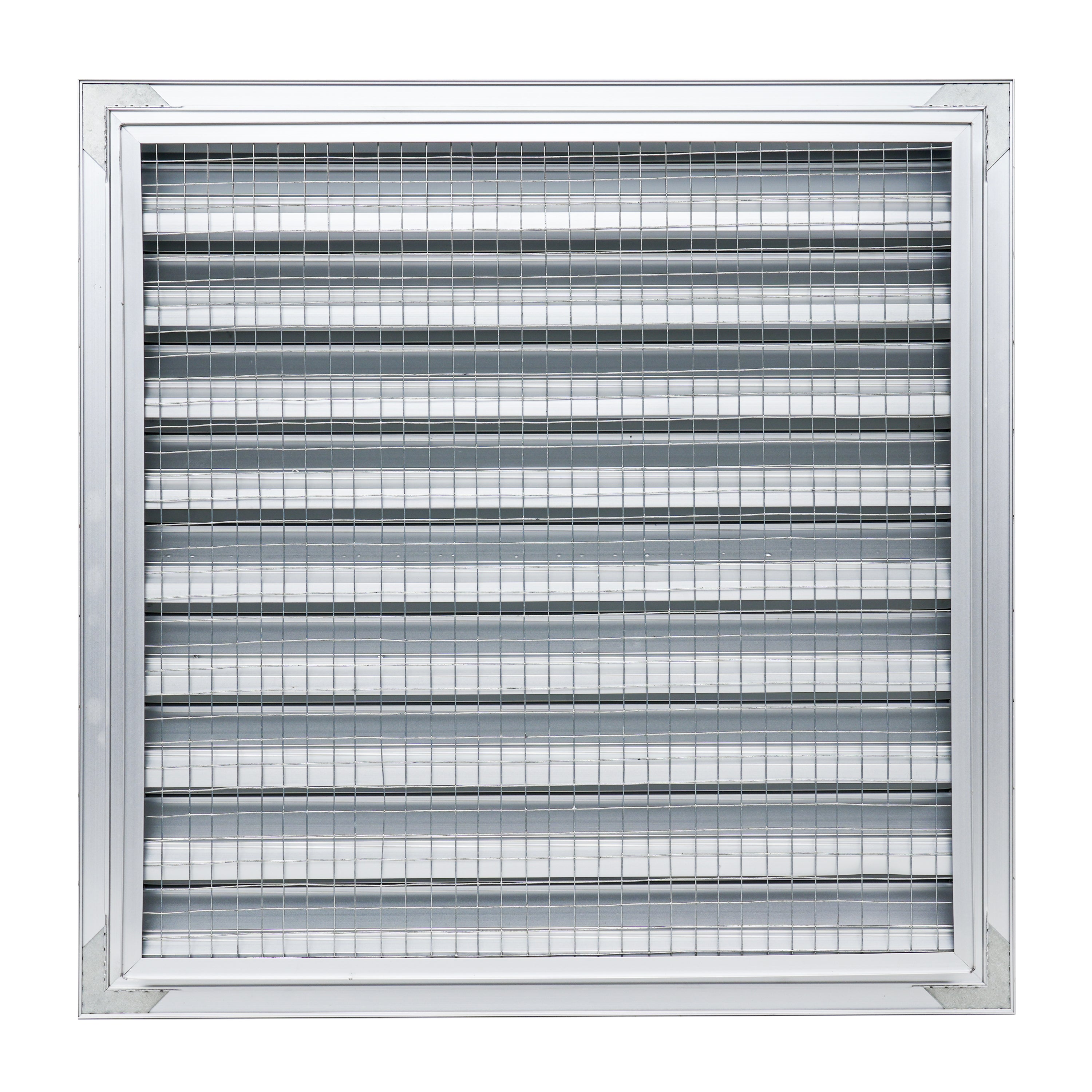 18 x 18-inch unpainted aluminum exterior gable vent, rear view