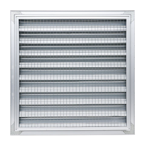 18 x 18-inch unpainted aluminum exterior gable vent, rear view