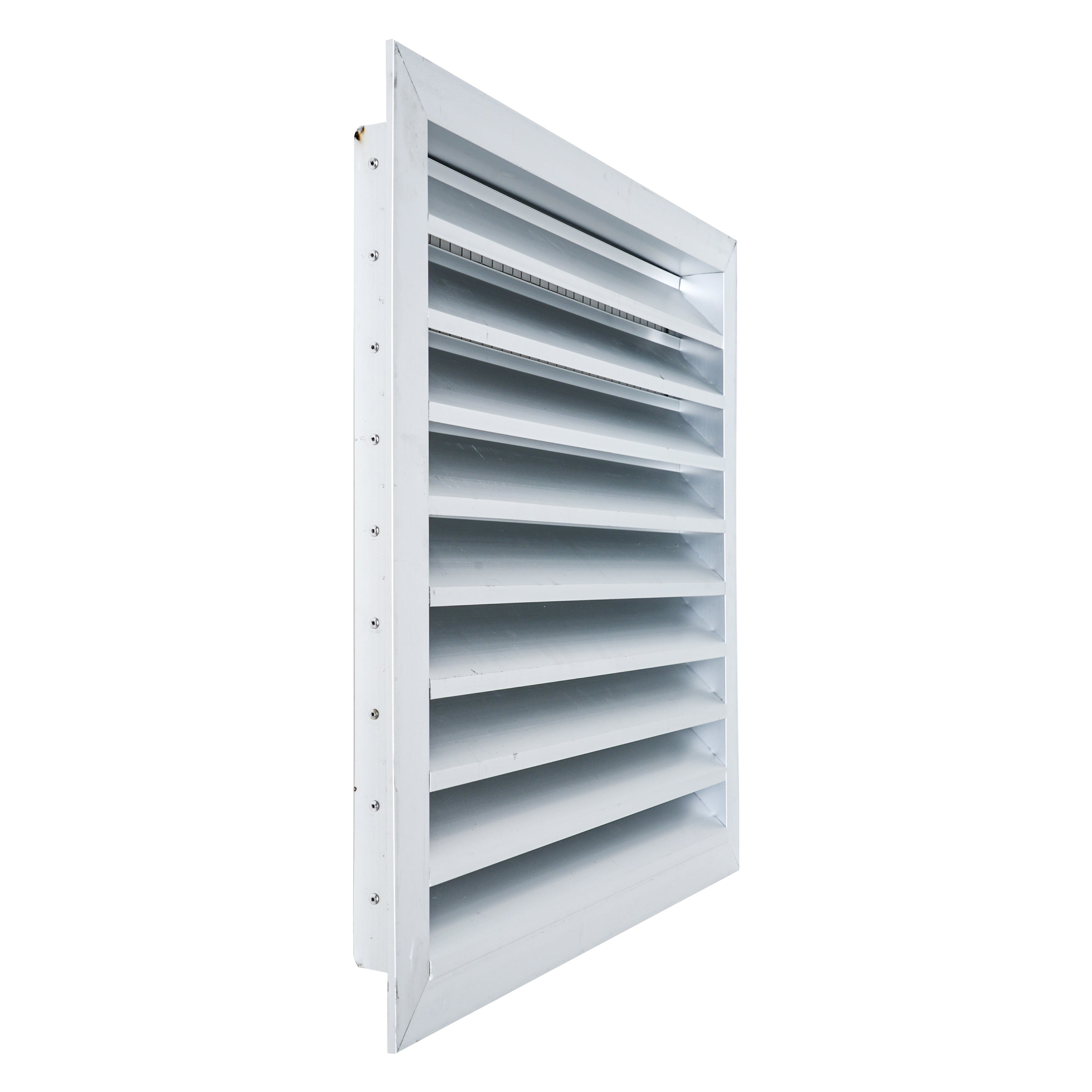 18 x 18-inch unpainted aluminum exterior gable vent, side view
