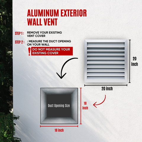 18 x 18-inch unpainted aluminum exterior gable vent, dimensions