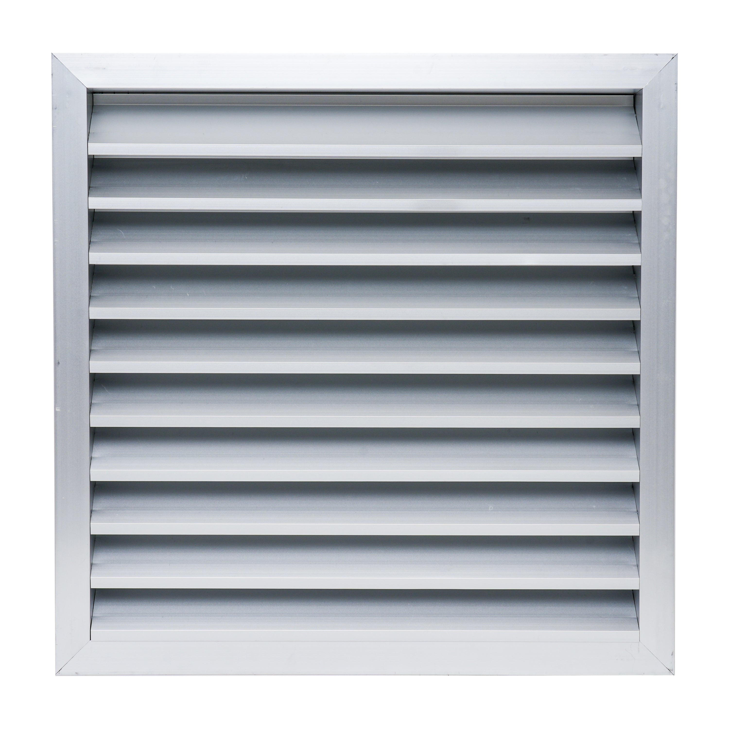 20 x 20-inch unpainted aluminum exterior gable vent, front view