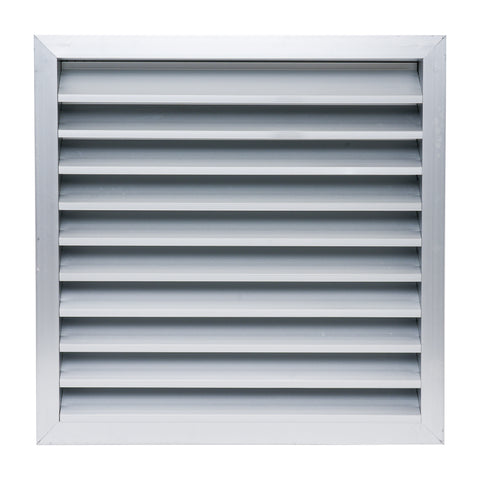 20 x 20-inch unpainted aluminum exterior gable vent, front view