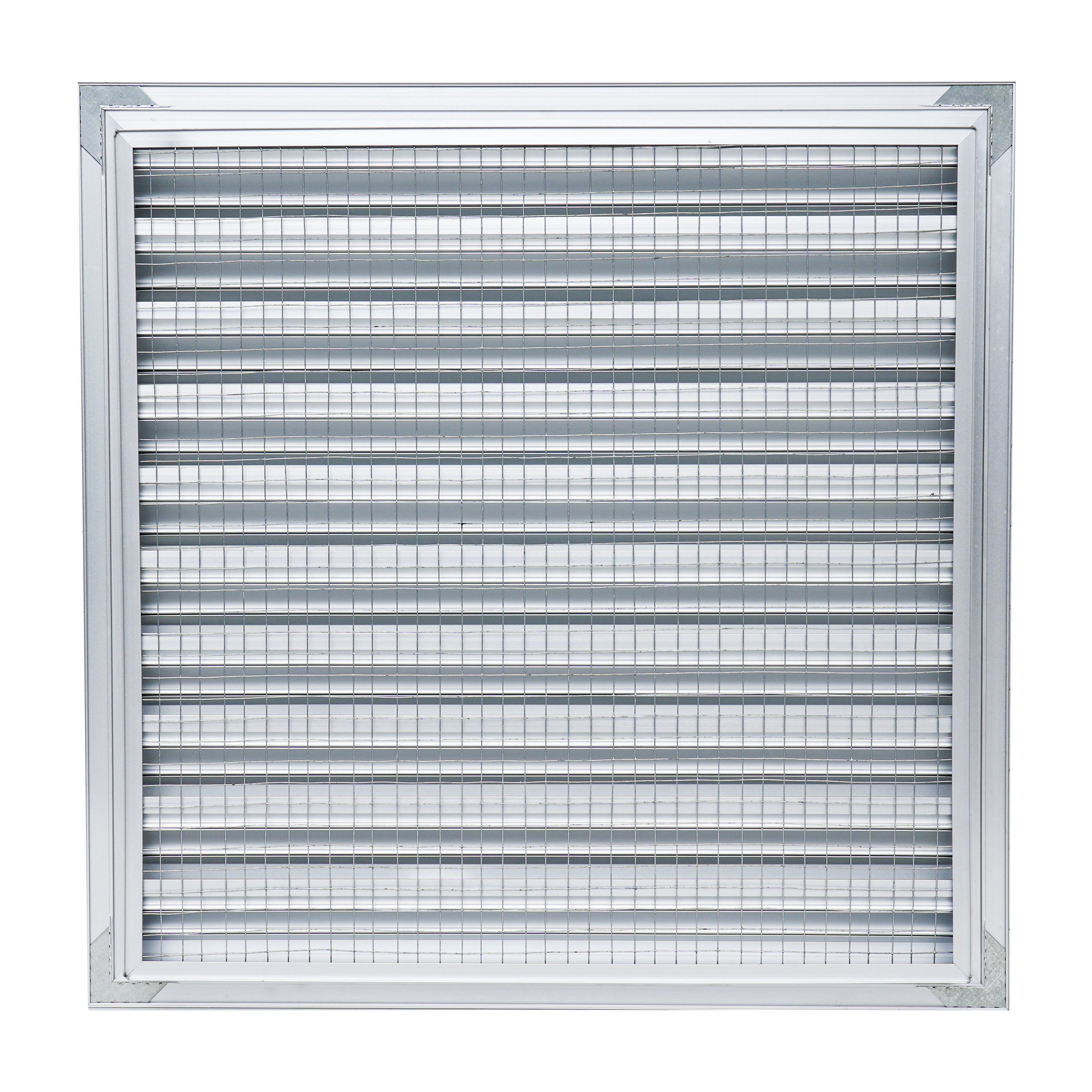 20 x 20-inch unpainted aluminum exterior gable vent, rear view