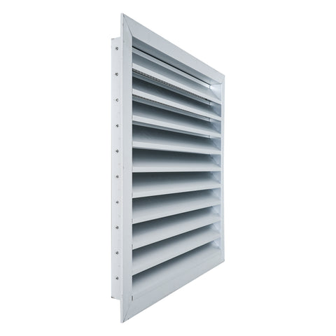 20 x 20-inch unpainted aluminum exterior gable vent, side view