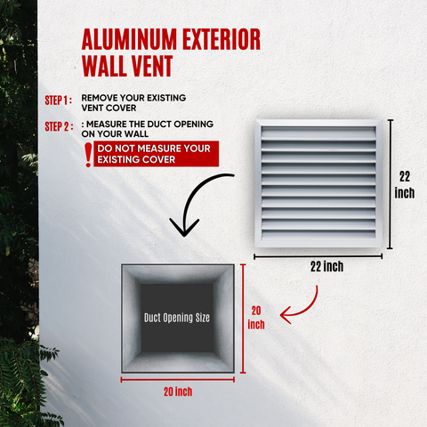 20 x 20-inch unpainted aluminum exterior gable vent, dimensions