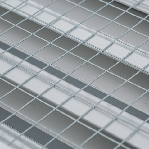 20 x 20-inch unpainted aluminum exterior gable vent, louver detail
