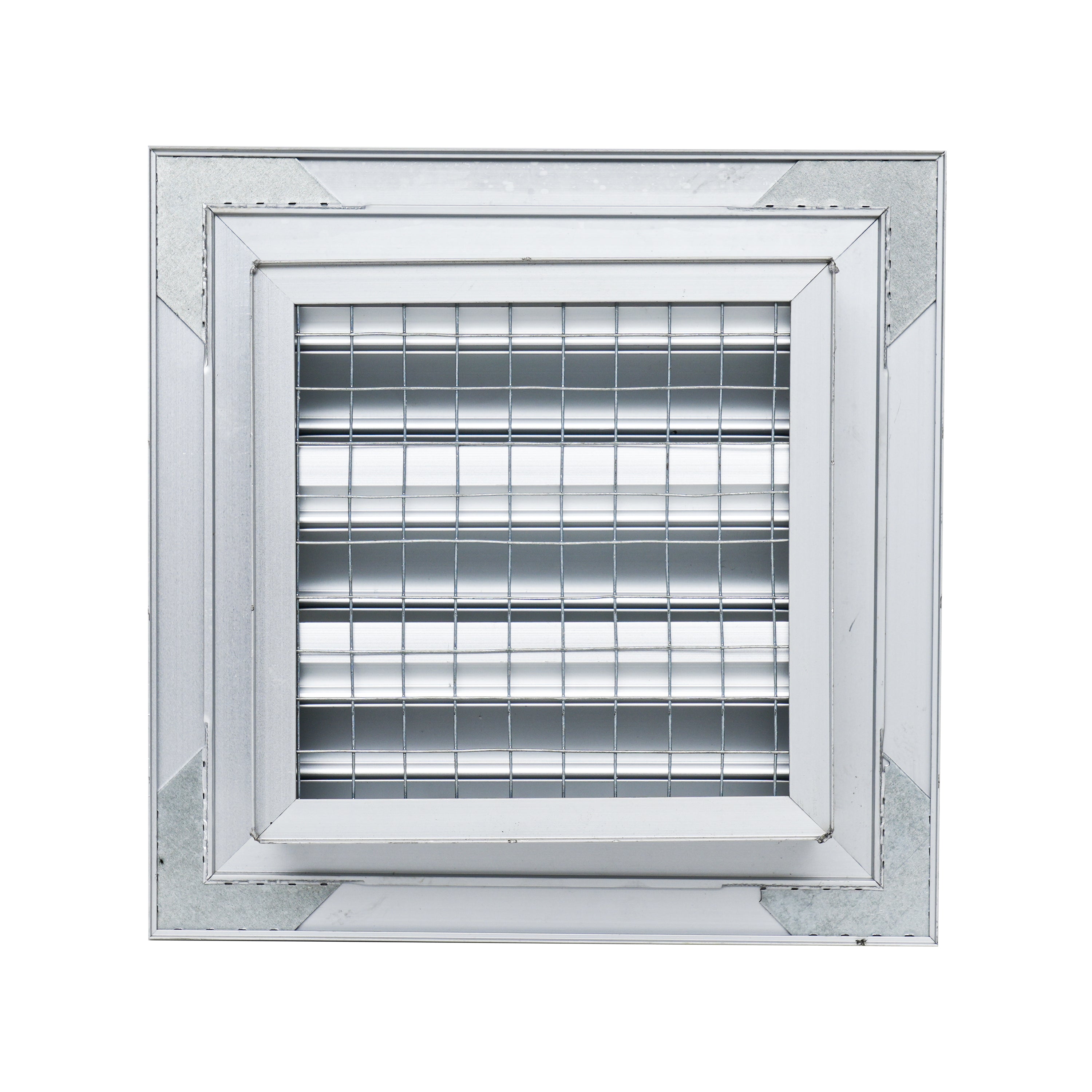6 x 6-inch unpainted aluminum exterior gable vent, rear view
