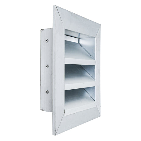 6 x 6-inch unpainted aluminum exterior gable vent, side view