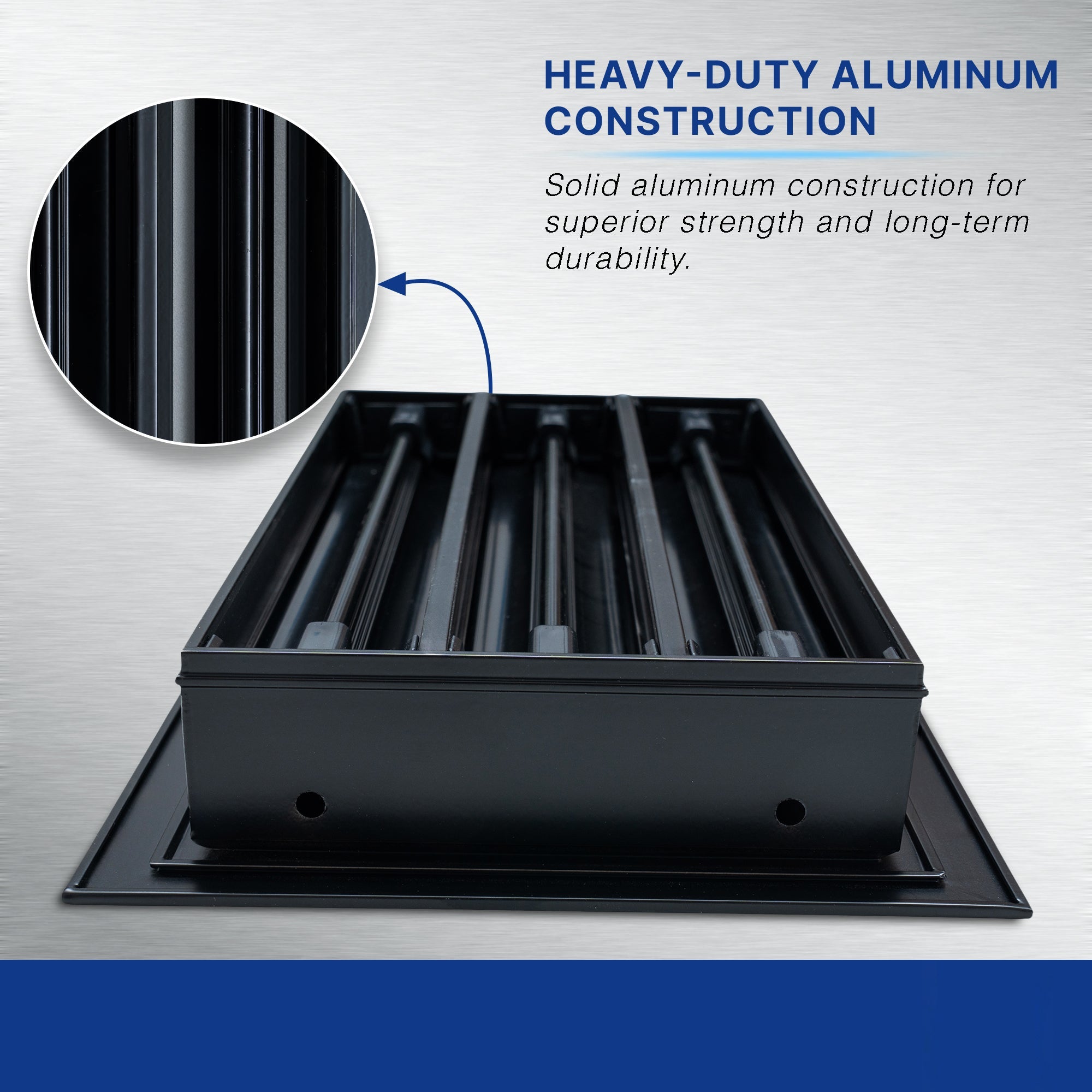 10 x 6-inch Black Aluminum linear slot diffuser, construction detail