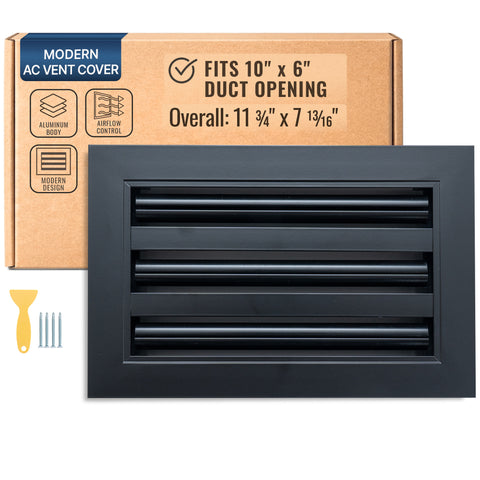 10 x 6-inch Black Aluminum linear slot diffuser, packaging