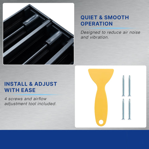 12 x 6-inch Black Aluminum linear slot diffuser, mounting screw detail