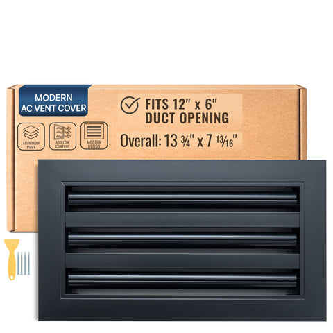 12 x 6-inch Black Aluminum linear slot diffuser, packaging