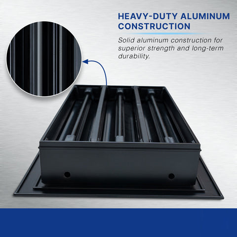 8 x 4-inch Black Aluminum linear slot diffuser, construction detail