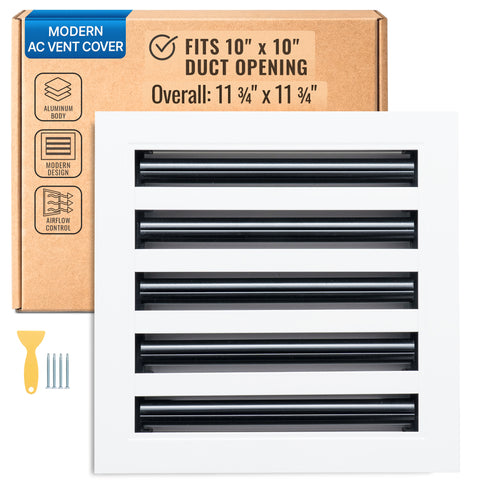 10 x 10-inch White Aluminum linear slot diffuser, packaging