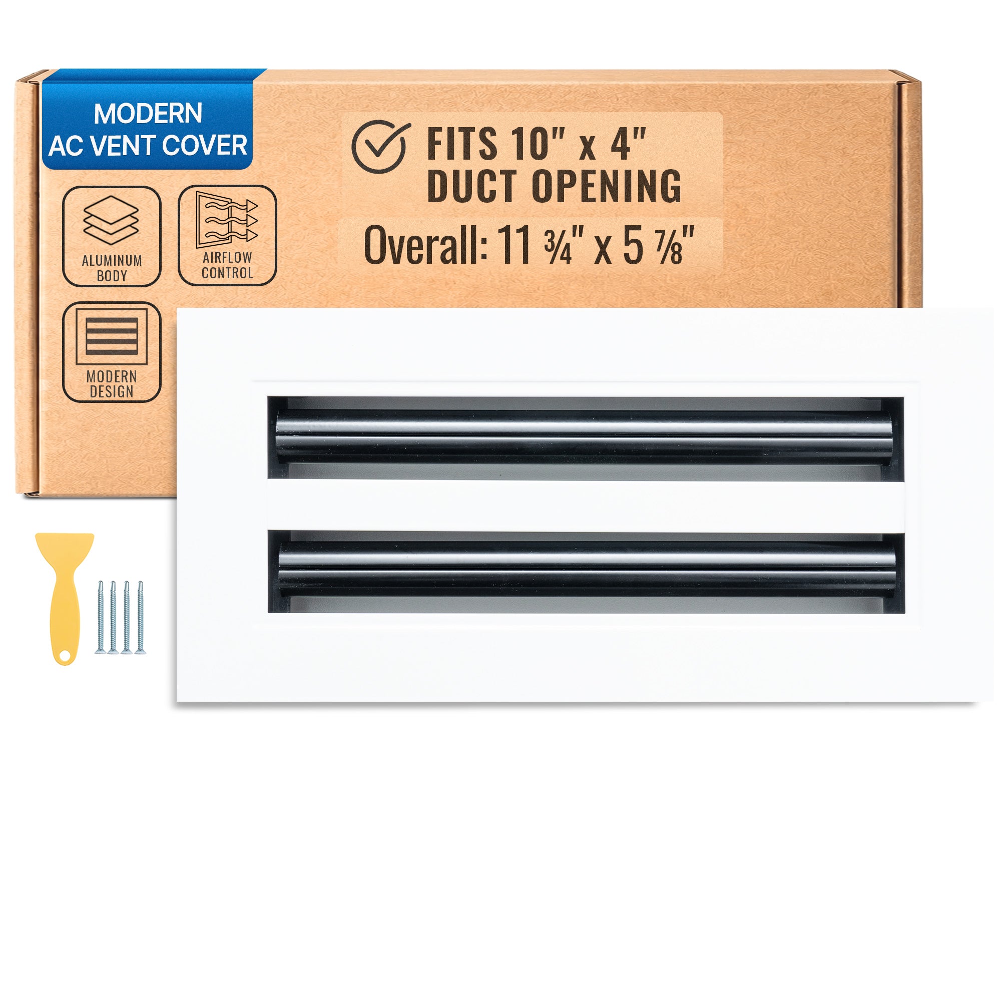 10 x 4-inch White Aluminum linear slot diffuser, packaging