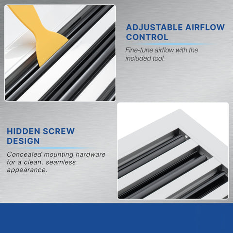 12 x 12-inch White Aluminum linear slot diffuser, damper mechanism detail
