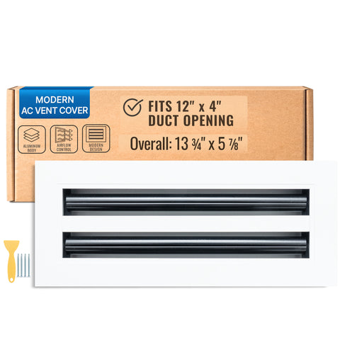 12 x 4-inch White Aluminum linear slot diffuser, packaging