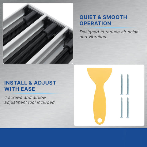 14 x 4-inch White Aluminum linear slot diffuser, included hardware detail