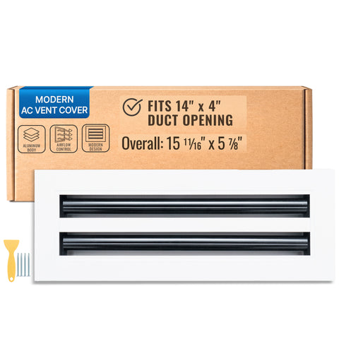 14 x 4-inch White Aluminum linear slot diffuser, packaging