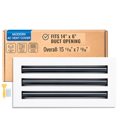 14 x 6-inch White Aluminum linear slot diffuser, packaging