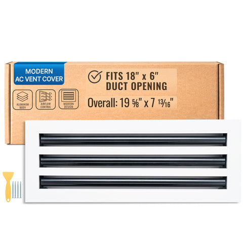 18 x 6-inch White Aluminum linear slot diffuser, packaging