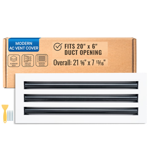 20 x 6-inch White Aluminum linear slot diffuser, packaging