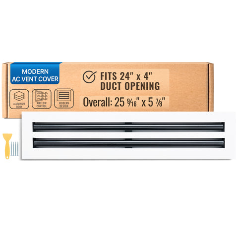 24 x 4-inch White Aluminum linear slot diffuser, packaging