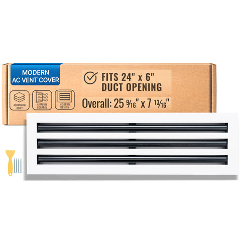 24 x 6-inch White Aluminum linear slot diffuser, packaging