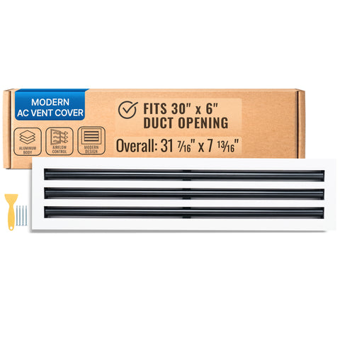30 x 6-inch White Aluminum linear slot diffuser, packaging
