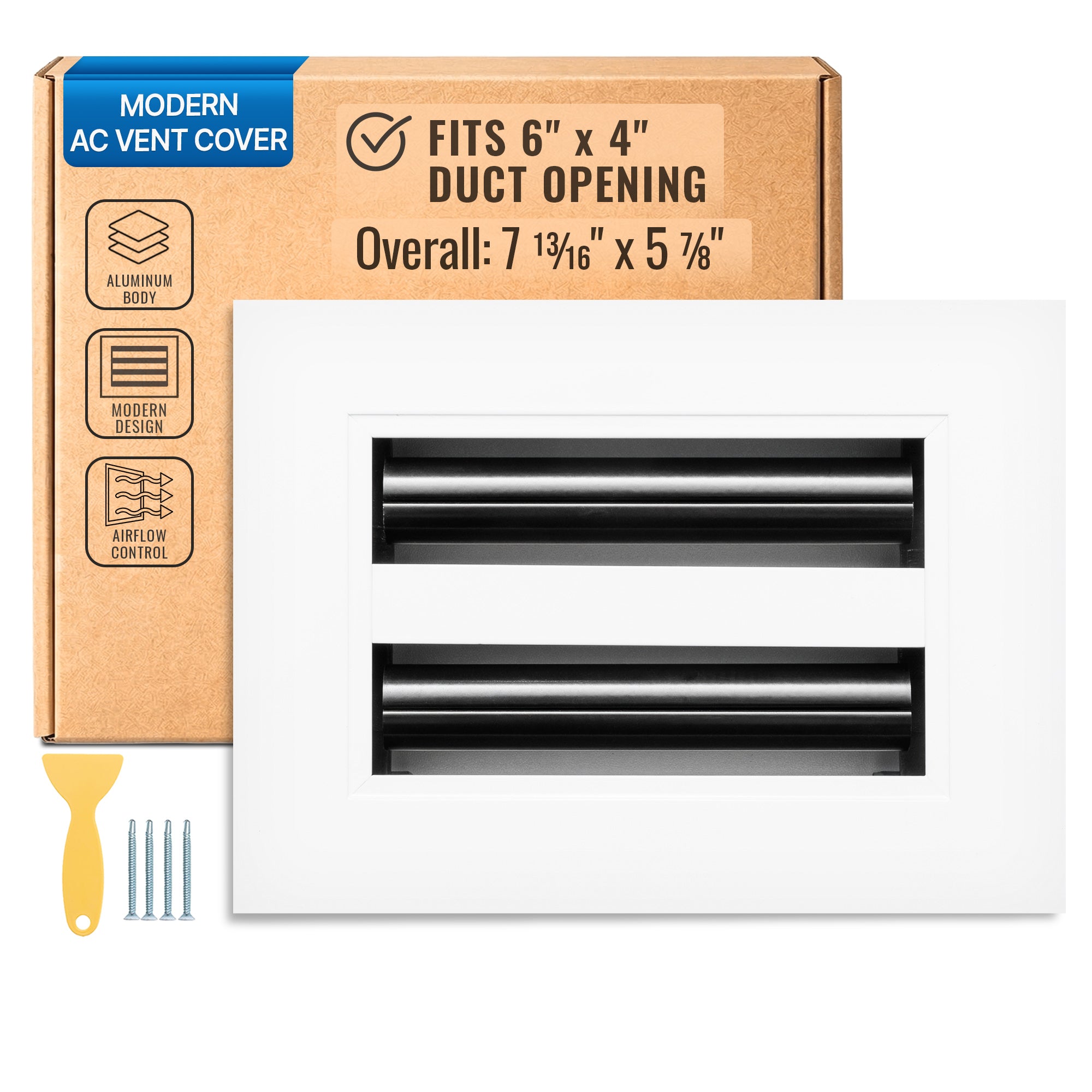6 x 4-inch White Aluminum linear slot diffuser, packaging