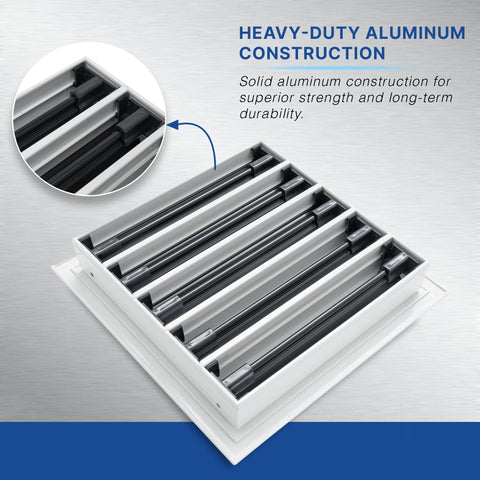 6 x 6-inch White Aluminum linear slot diffuser, construction detail