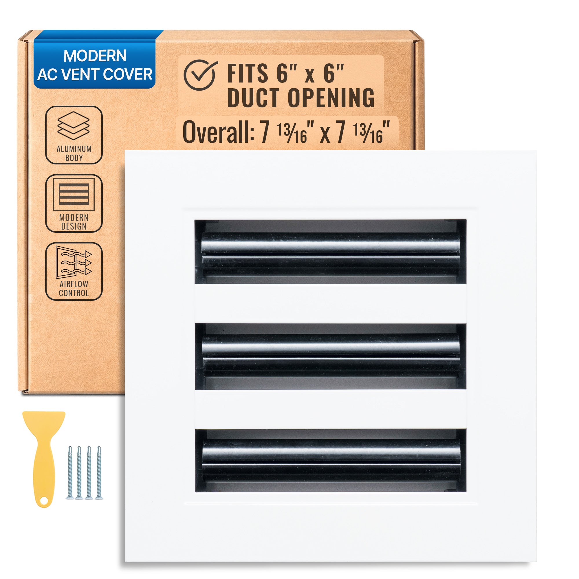 6 x 6-inch White Aluminum linear slot diffuser, packaging