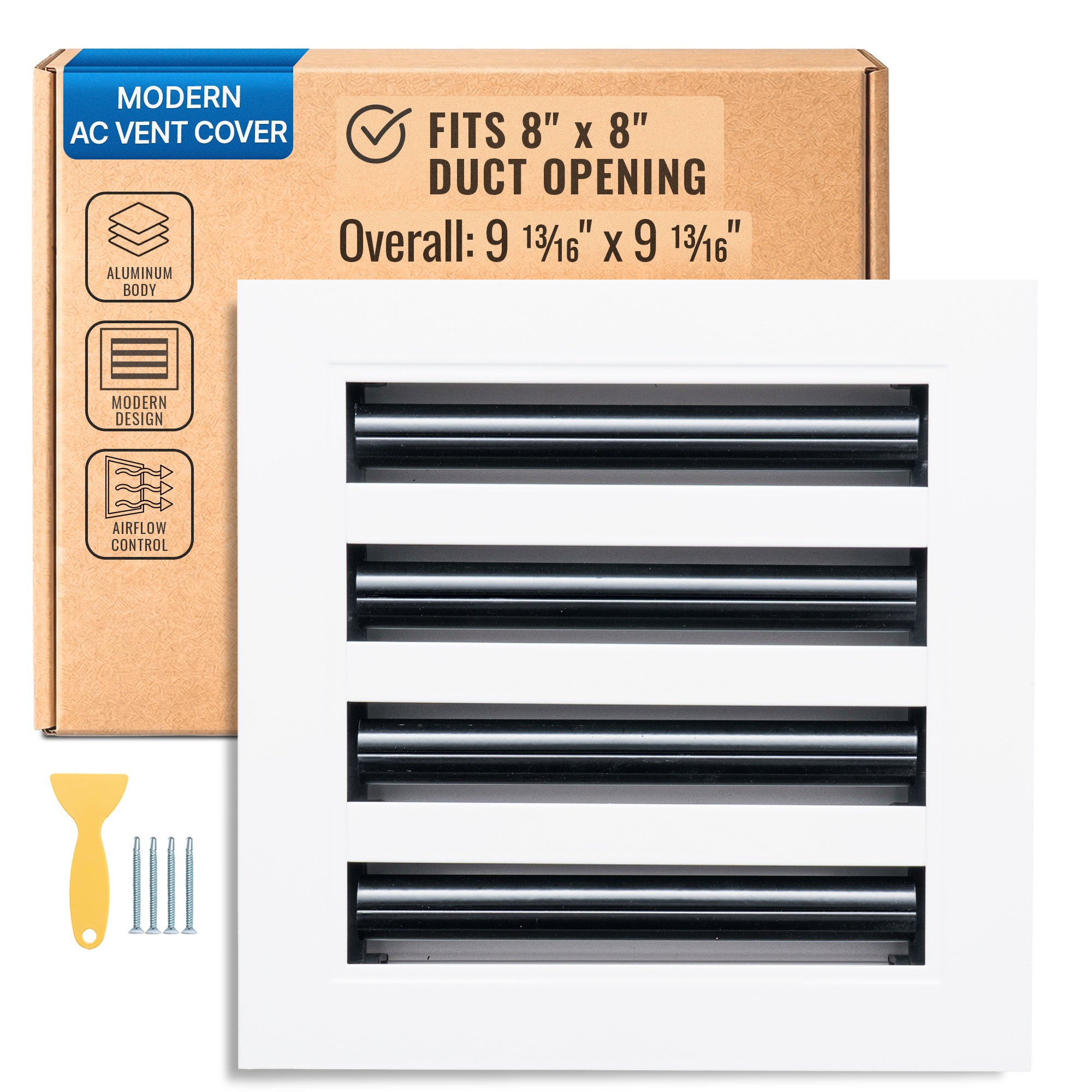 8 x 8-inch White Aluminum linear slot diffuser, packaging
