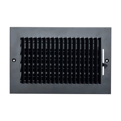 10x6 1-Way Black Steel Air Supply Register, Directional Register Vent Cover for Sidewall Or Ceiling