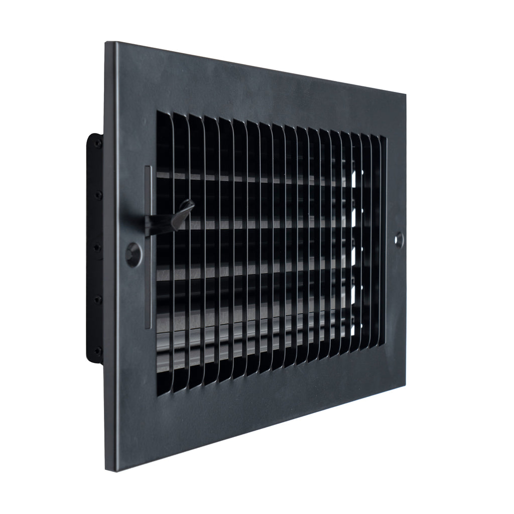 Fits 10x6 Duct Opening 1 WAY Steel Air Supply Diffuser | Register Vent Cover Grille for Sidewall and Ceiling | Black | Outer Dimensions: 11.75" X 7.75"