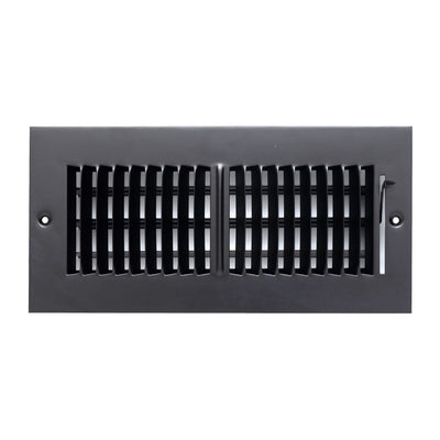 10x4 2-Way Black Steel Air Supply Register, Directional Register Vent Cover for Sidewall Or Ceiling