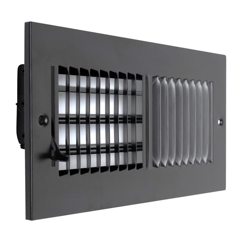 Fits 10x4 Duct Opening 2 Way Steel Air Supply Diffuser by Handua | Register Vent Cover Grill for Sidewall and Ceiling | Black | Outer Dimensions: 11.75" X 5.75"