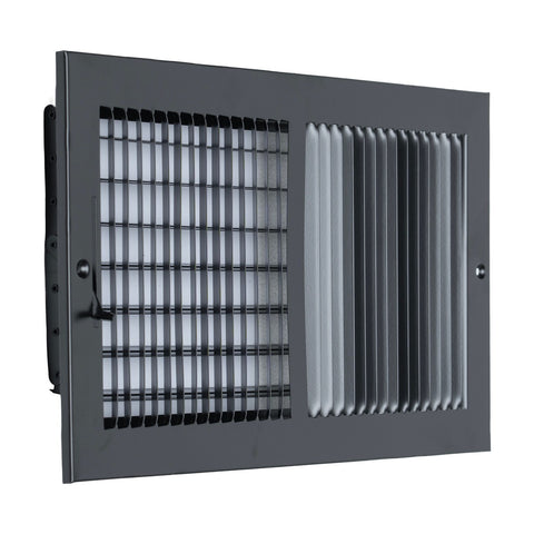 Fits 16x8 Duct Opening 2 Way Steel Air Supply Diffuser | Register Vent Cover Grille for Sidewall and Ceiling | Black | Outer Dimensions: 17.75" X 9.75"