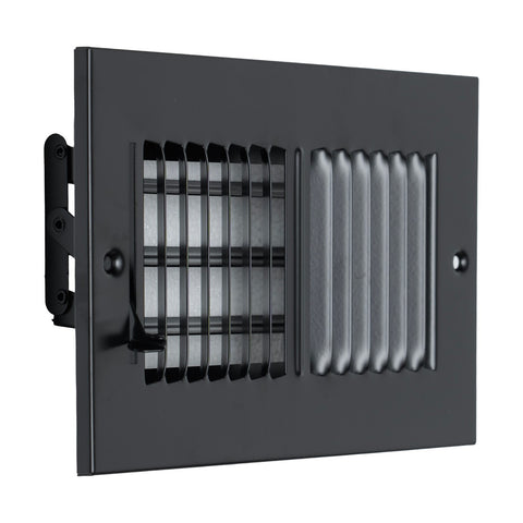 Fits 8x4 Duct Opening 2 Way Steel Air Supply Diffuser | Register Vent Cover Grille for Sidewall and Ceiling | Black | Outer Dimensions: 9.75" X 5.75"
