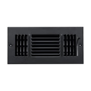 10 x 4-inch Black Steel flat stamped supply register, front view