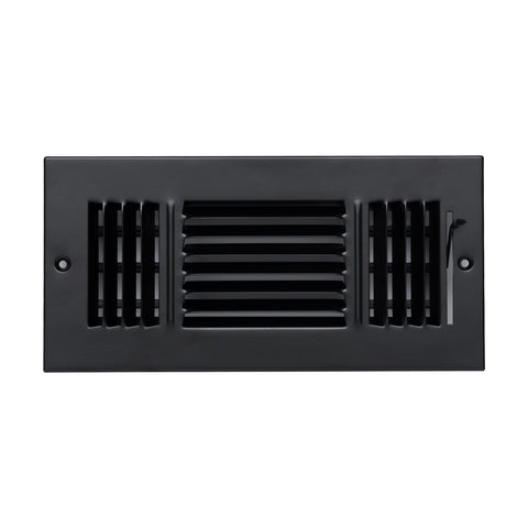 Fits 10x4 Duct Opening 3 Way Steel Air Supply Diffuser | Register Vent Cover Grille for Sidewall and Ceiling | Black | Outer Dimensions: 11.75" X 5.75"