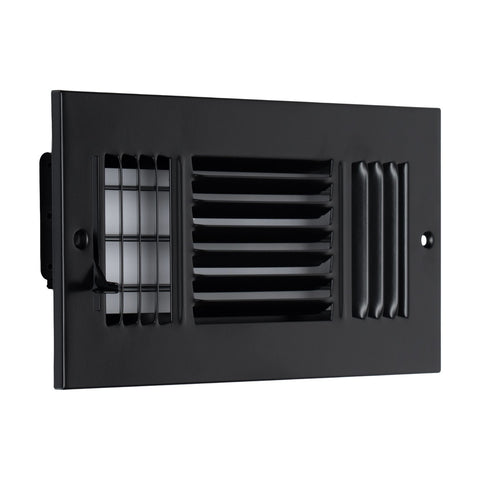 Fits 10x4 Duct Opening 3 Way Steel Air Supply Diffuser | Register Vent Cover Grille for Sidewall and Ceiling | Black | Outer Dimensions: 11.75" X 5.75"