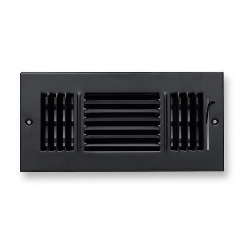 Fits 10x4 Duct Opening 3 Way Steel Air Supply Diffuser | Register Vent Cover Grille for Sidewall and Ceiling | Black | Outer Dimensions: 11.75" X 5.75"