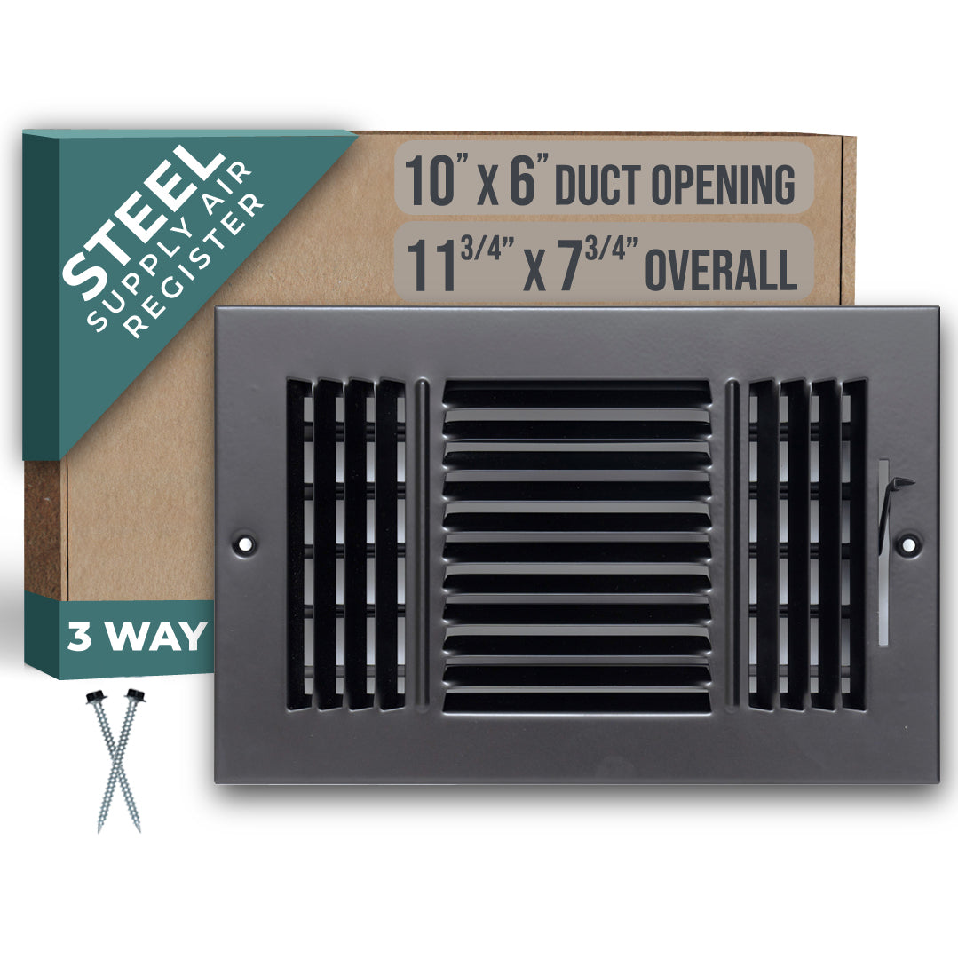 Steel Air Supply Diffuser 3 WAY | Black Vent Cover Grille for Sidewall and Ceiling
